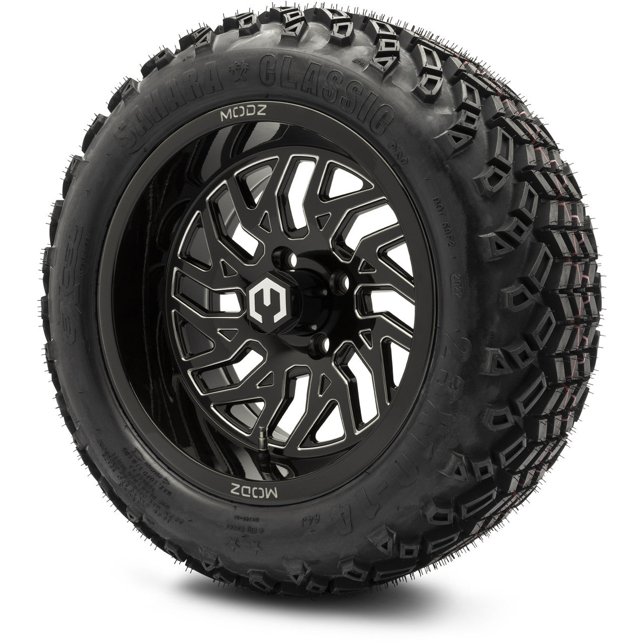 MODZ® 14" Carnage Glossy Black with Ball Mill Wheels & Off-Road Tires Combo (Arisun X-Armory All-Terrain 23x10-14 Radial)