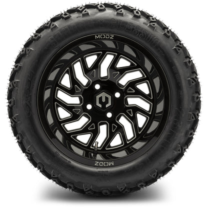 MODZ® 14" Carnage Glossy Black with Ball Mill Wheels & Off-Road Tires Combo (Arisun X-Trail All-Terrain 23x10-14)