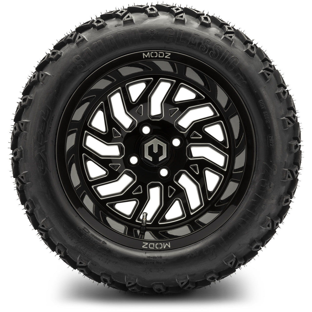 MODZ® 14" Carnage Glossy Black with Ball Mill Wheels & Off-Road Tires Combo (Xcomp Gladiator 23-10-14 Radial)