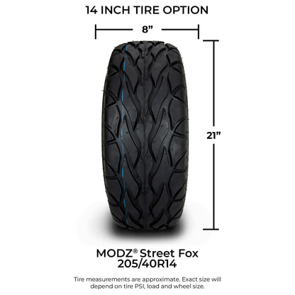 MODZ® 14" Renegade Matte Bronze Wheels & Street Tires Combo (Odyssey Tesseract Steel Belted Radial 215/50-14)