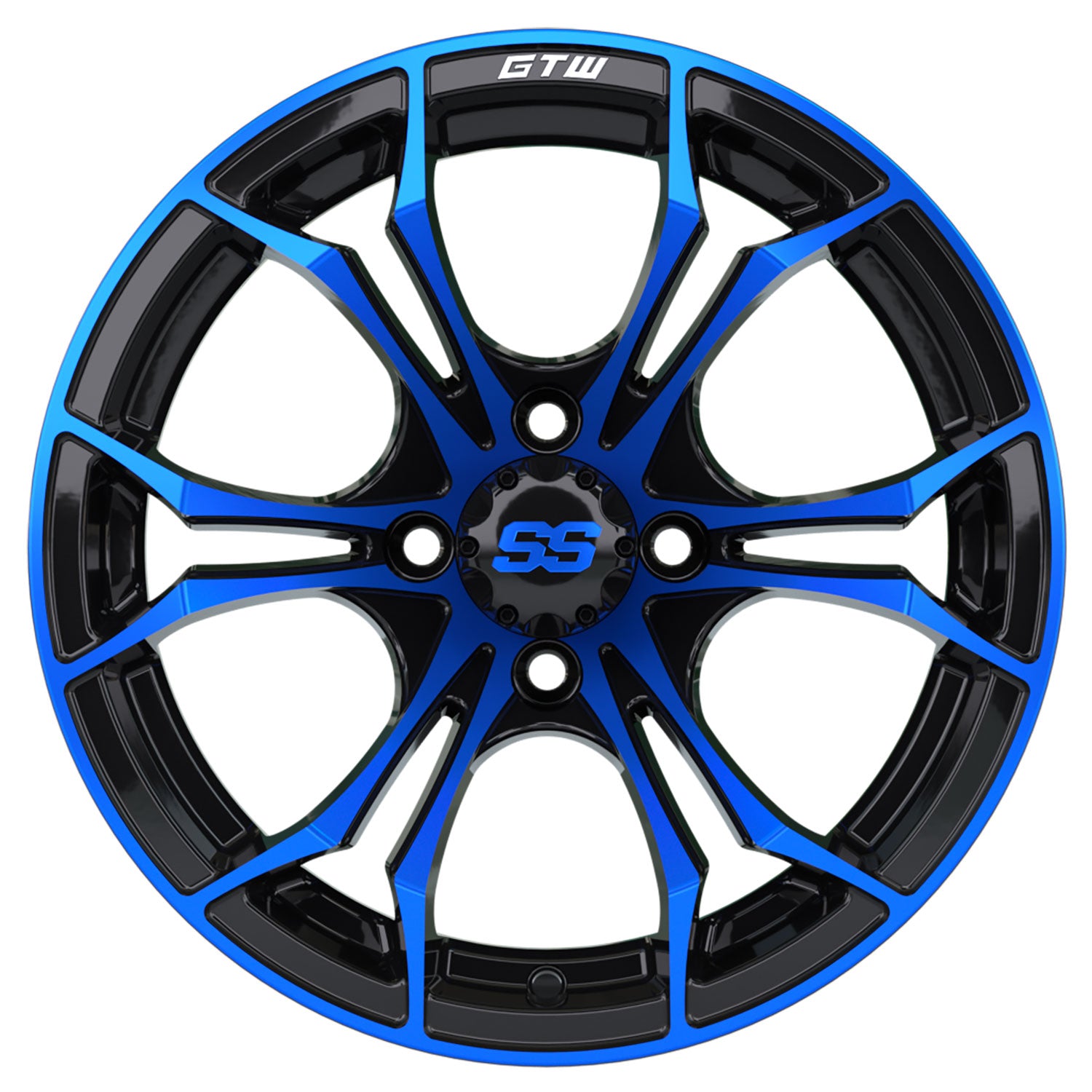 Spyder 14 inch GTW golf cart wheel - Black / Blue
