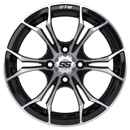 Spyder 14 inch GTW golf cart wheel - Black / Silver
