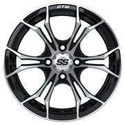Spyder 14 inch GTW golf cart wheel - Black / Silver