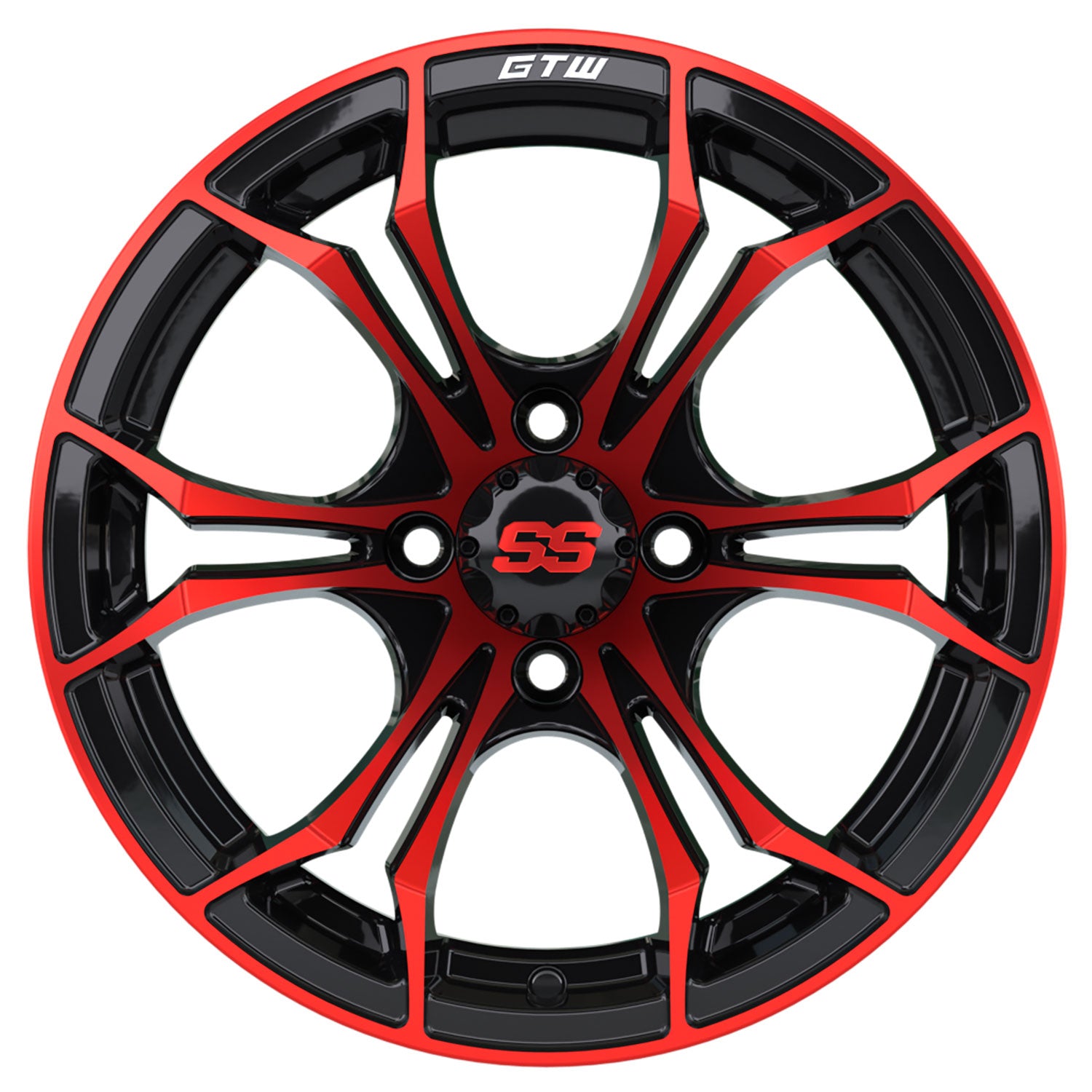 Spyder 14 inch GTW golf cart wheel - Black / Red