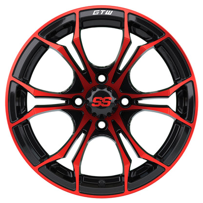Spyder 14 inch GTW golf cart wheel - Black / Red
