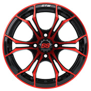 Spyder 14 inch GTW golf cart wheel - Black / Red