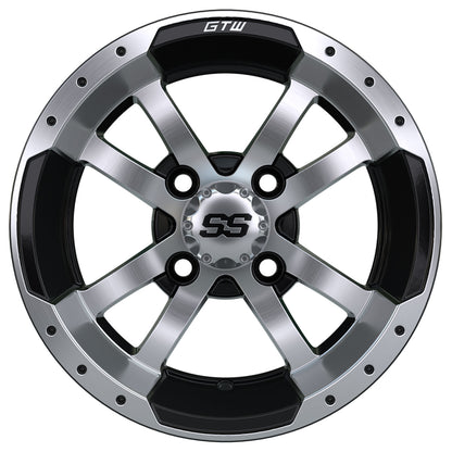 Storm Trooper 12 inch GTW golf cart wheel - Black / Silver