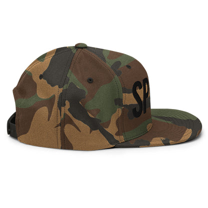 Spinner Snapback The Links Camo Black golf hat – right side