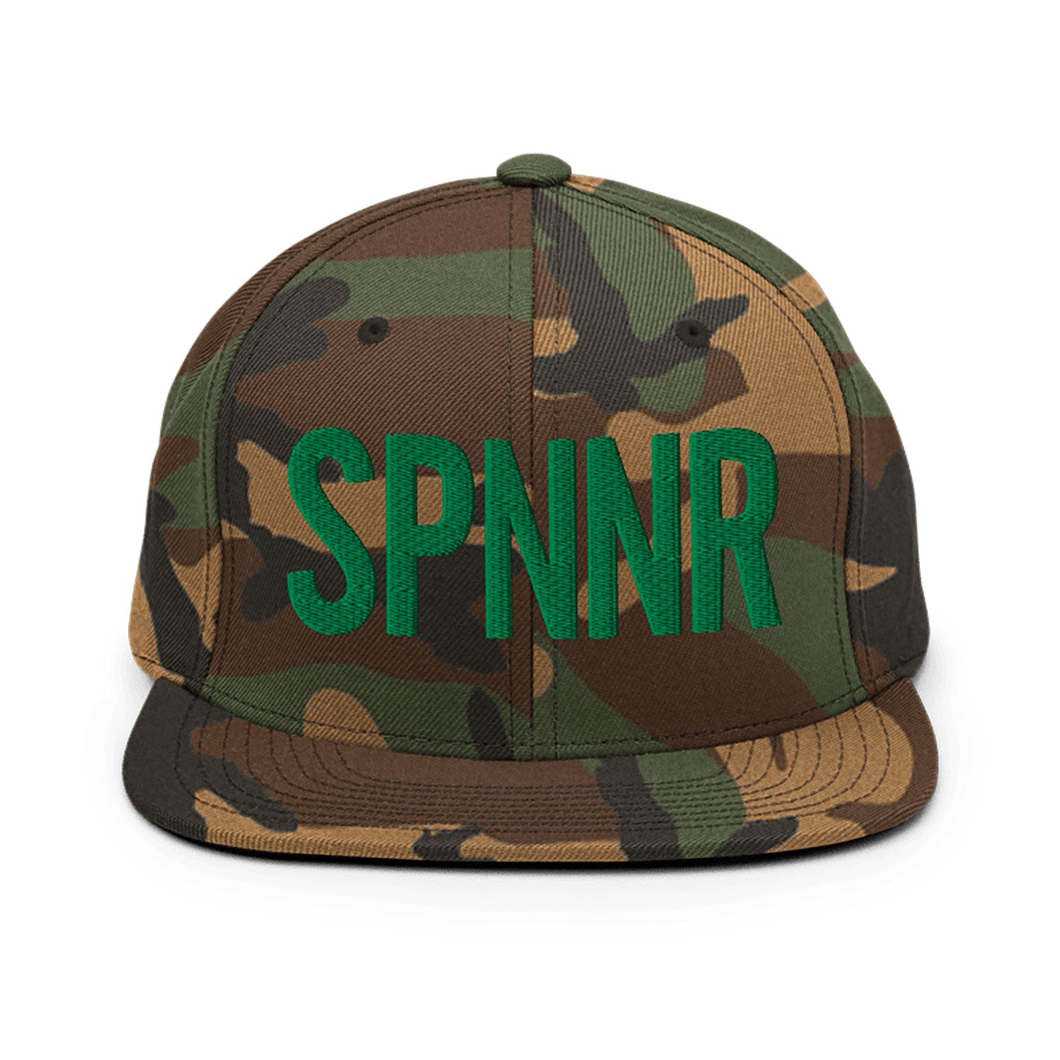 Spinner Snapback The Links Camo Kelly golf hat – front view