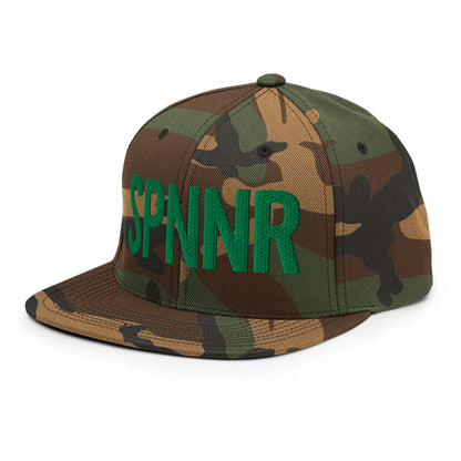Spinner Snapback The Links Camo Kelly golf hat – left front angle