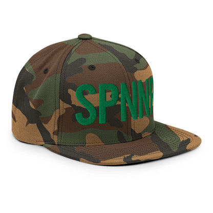 Spinner Snapback The Links Camo Kelly golf hat – right front angle