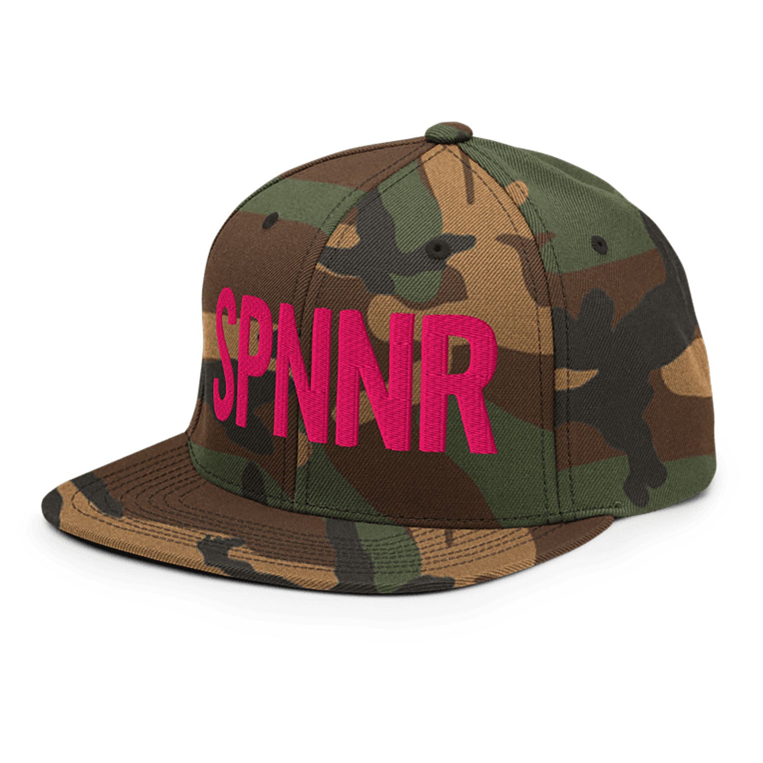 Spinner Snapback The Links Camo Pink golf hat – left front angle