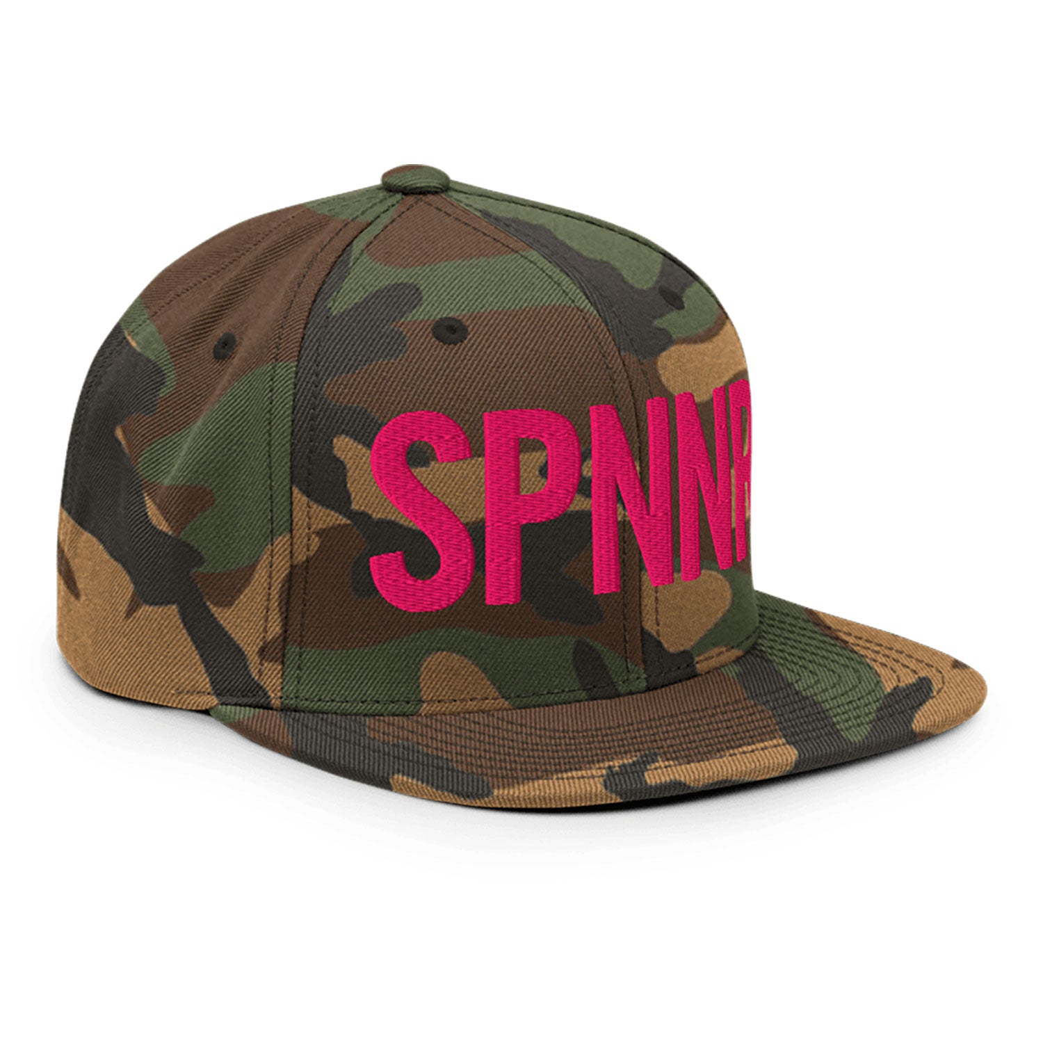 Spinner Snapback The Links Camo Pink golf hat – right front angle