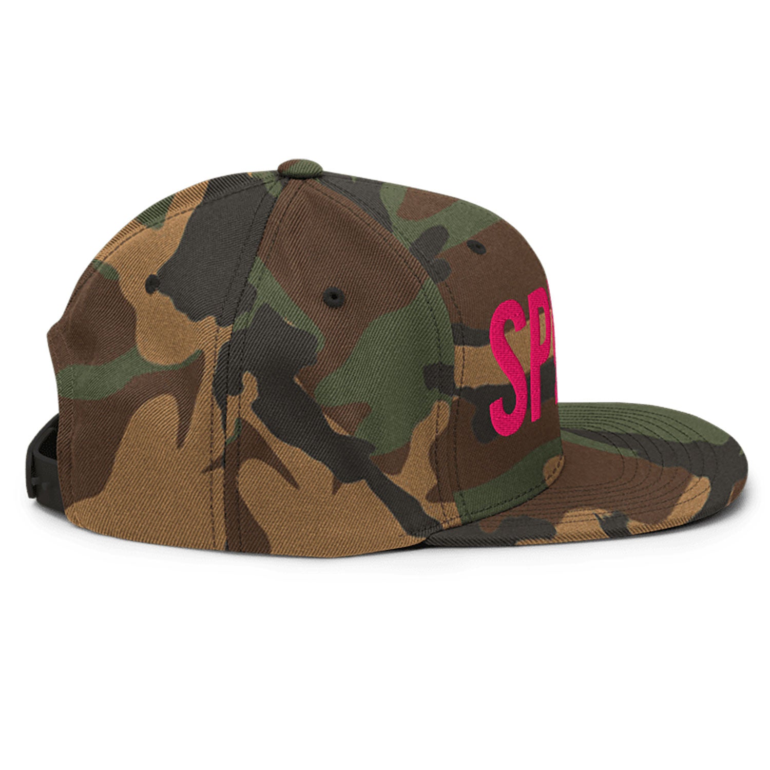 Spinner Snapback The Links Camo Pink golf hat – right side