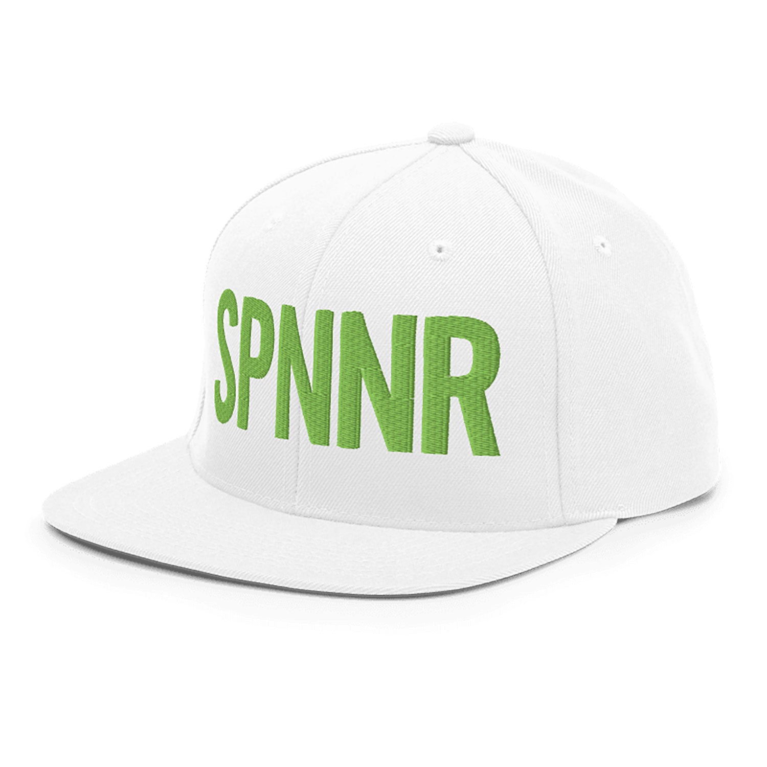 Spinner Snapback The Links White Kiwi golf hat – left front angle