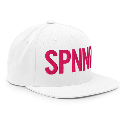 Spinner Snapback The Links White Pink golf hat – right front angle