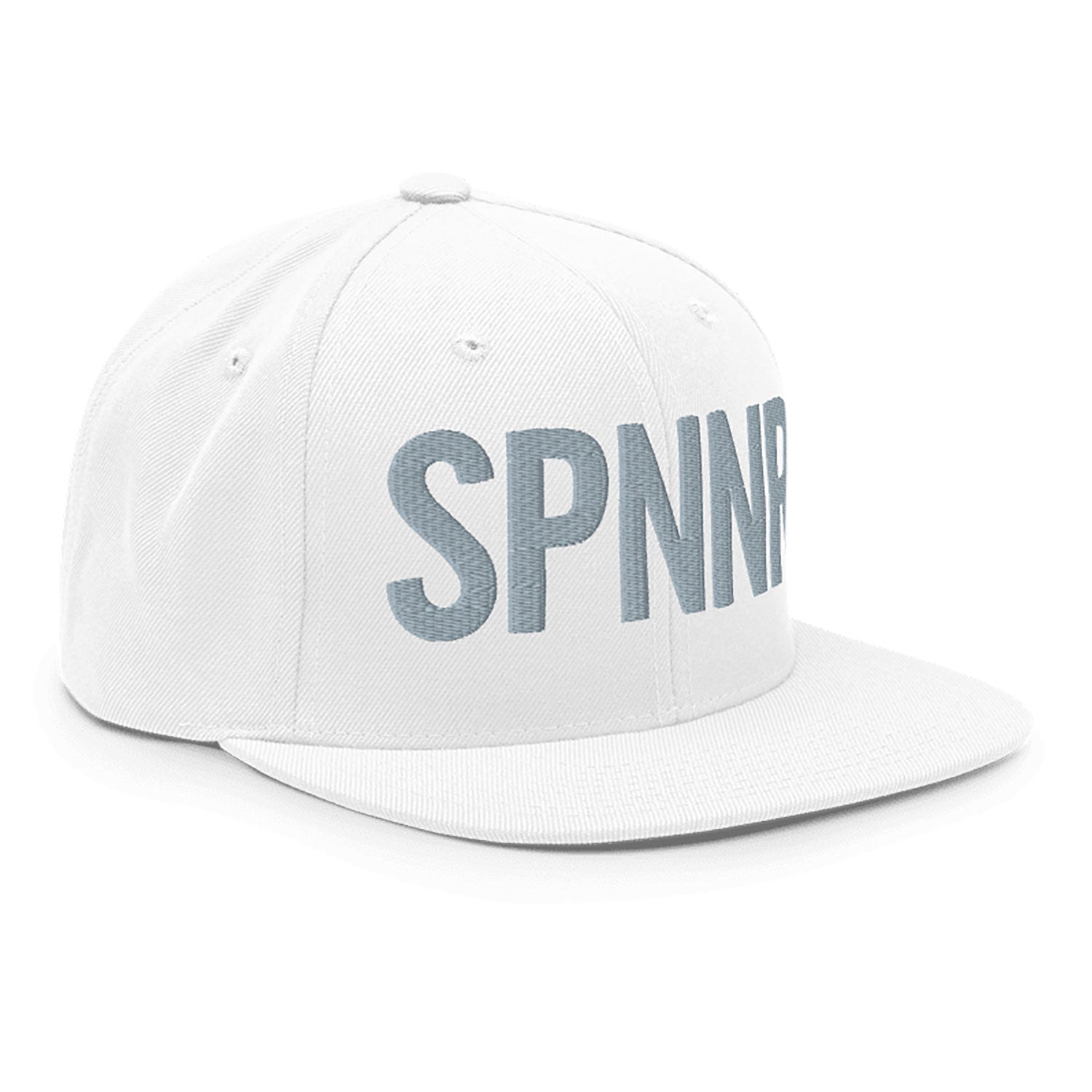 Spinner Snapback The Links White Silver golf hat – right front angle