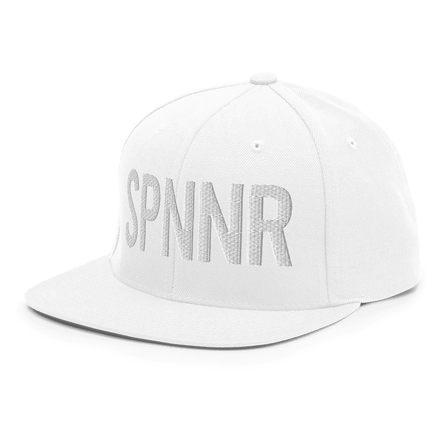 Spinner Snapback The Links White White golf hat – left front angle