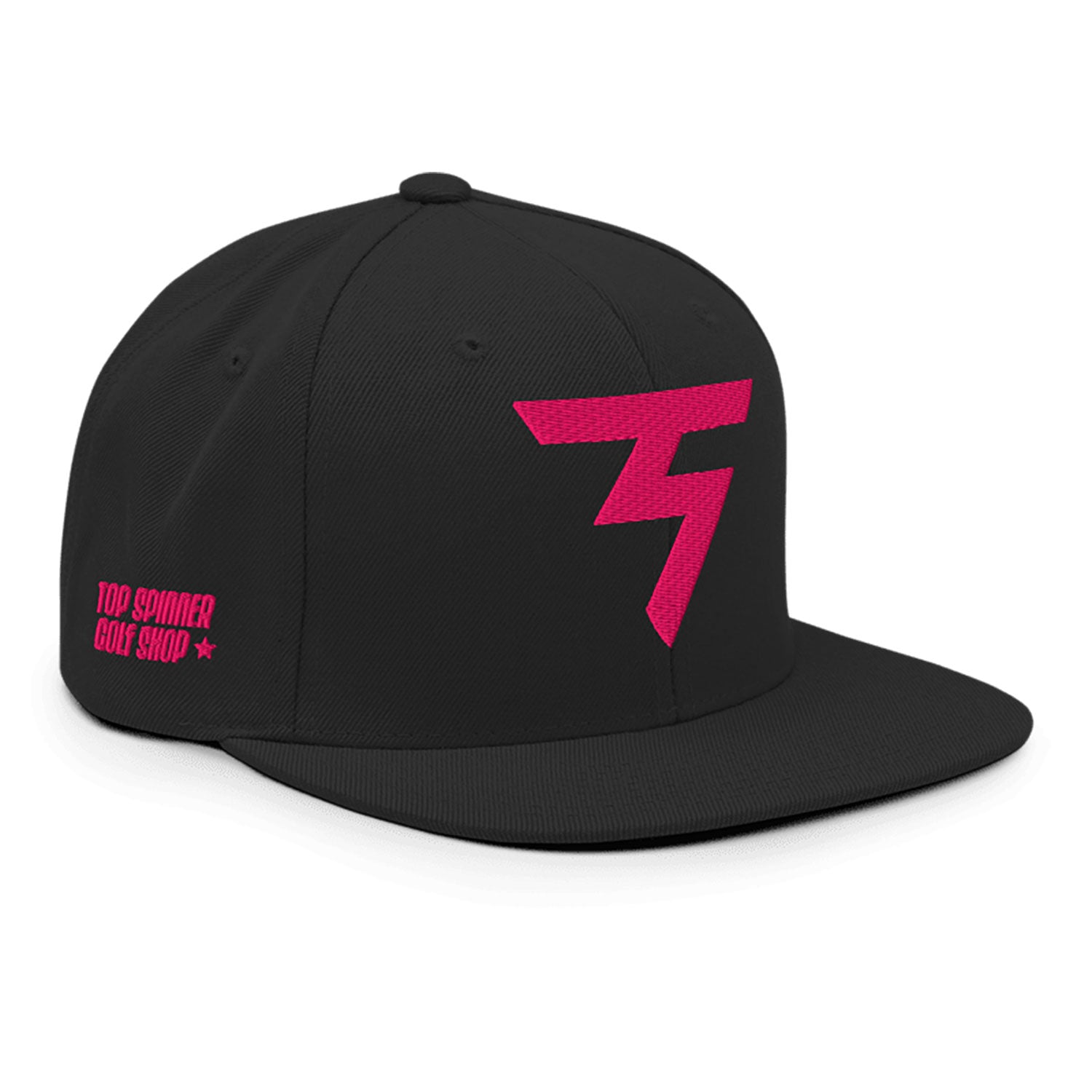 Spinner Snapback The Torrey Black Pink golf hat – right front angle