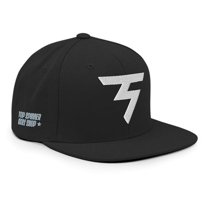 Spinner Snapback The Torrey Black White golf hat – right front angle