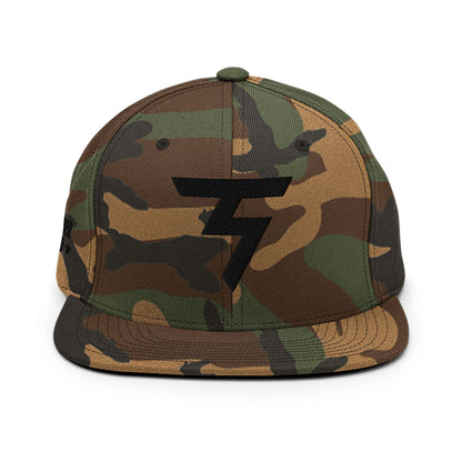 Spinner Snapback The Torrey Camo Black golf hat – front view