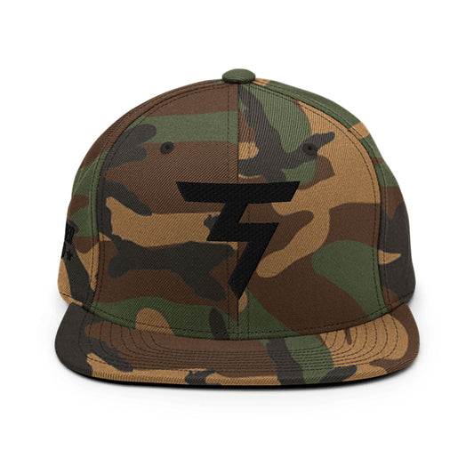 Spinner Snapback The Torrey Camo Black golf hat – front view