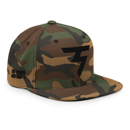 Spinner Snapback The Torrey Camo Black golf hat – right front angle
