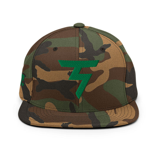 Spinner Snapback The Torrey Camo Kelly golf hat – front view