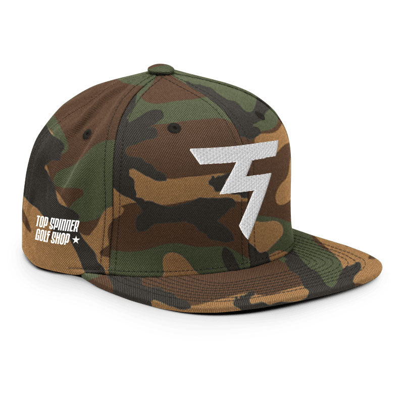 Spinner Snapback The Torrey Camo White golf hat – right front angle