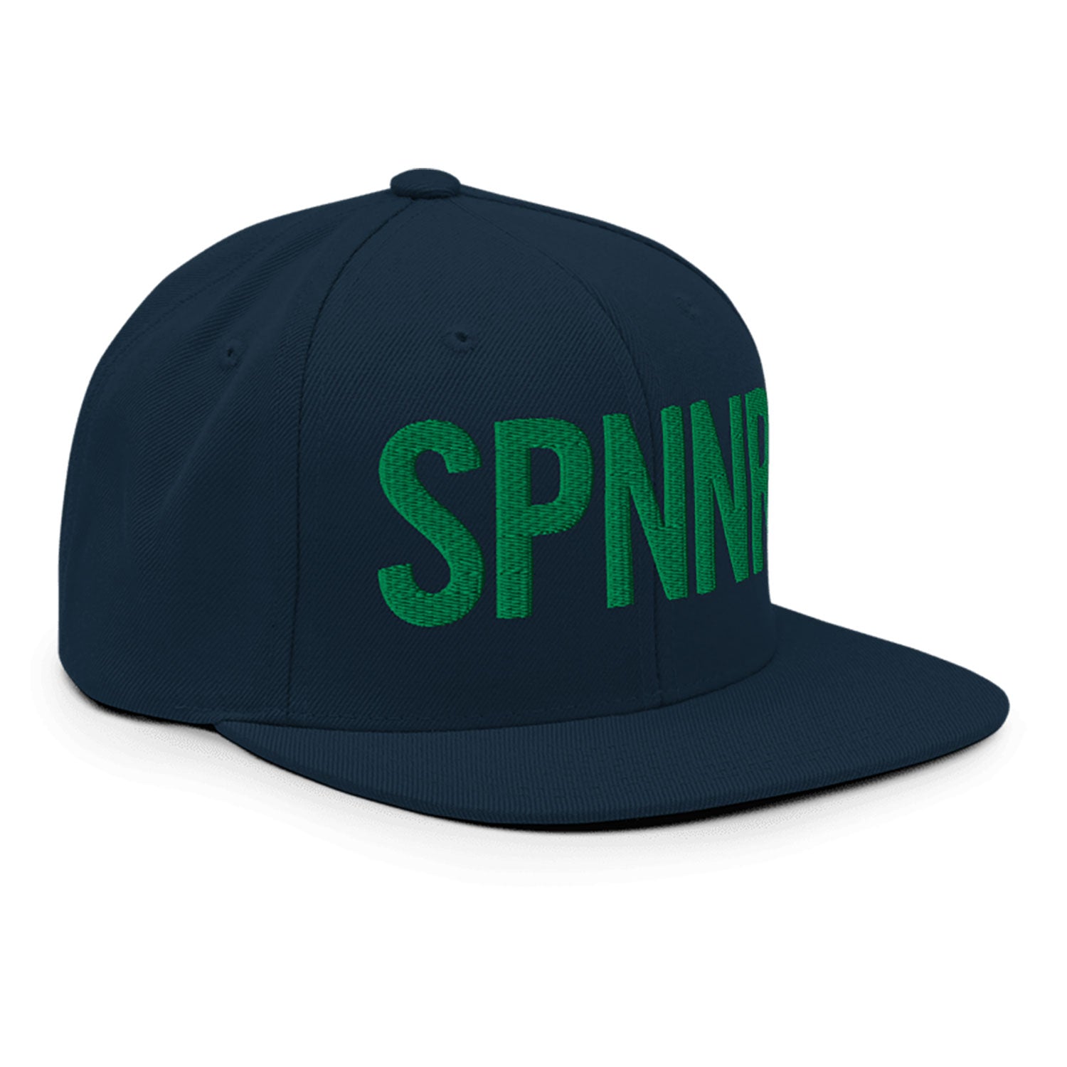Spinner Snapback The Links Navy Kelly golf hat – right front angle