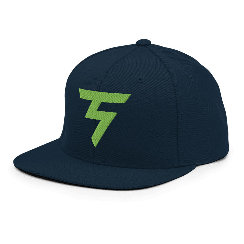 Spinner Snapback The Torrey Navy Kiwi golf hat – left front angle