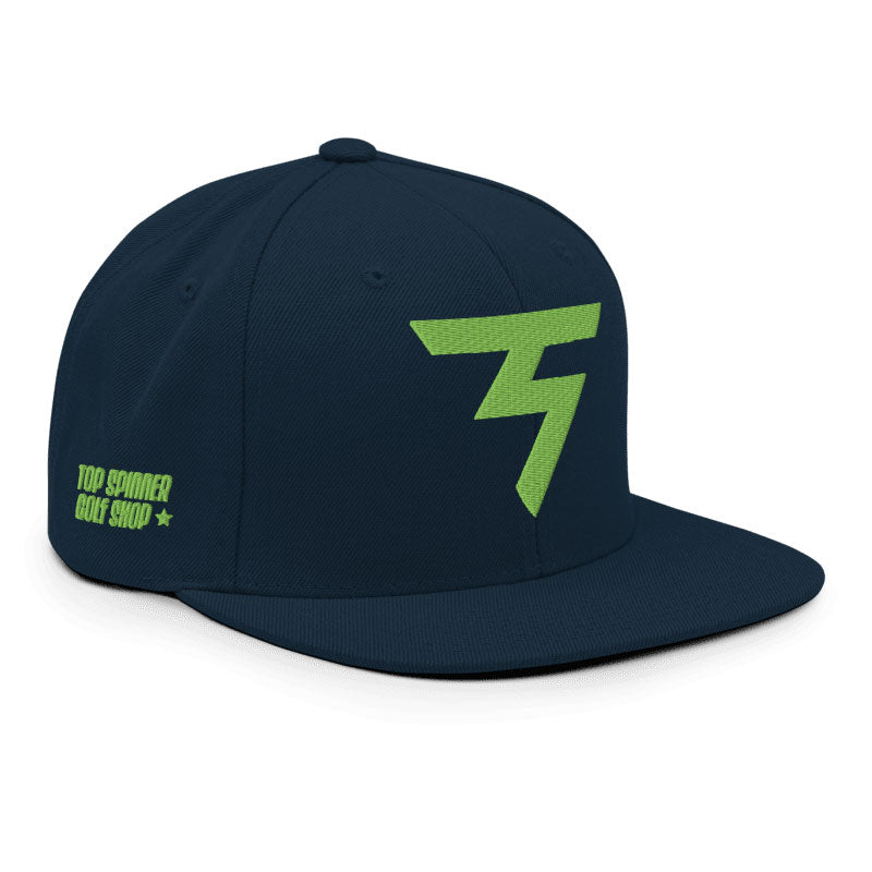 Spinner Snapback The Torrey Navy Kiwi golf hat – right front angle