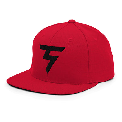 Spinner Snapback The Torrey Red Black golf hat – left front angle