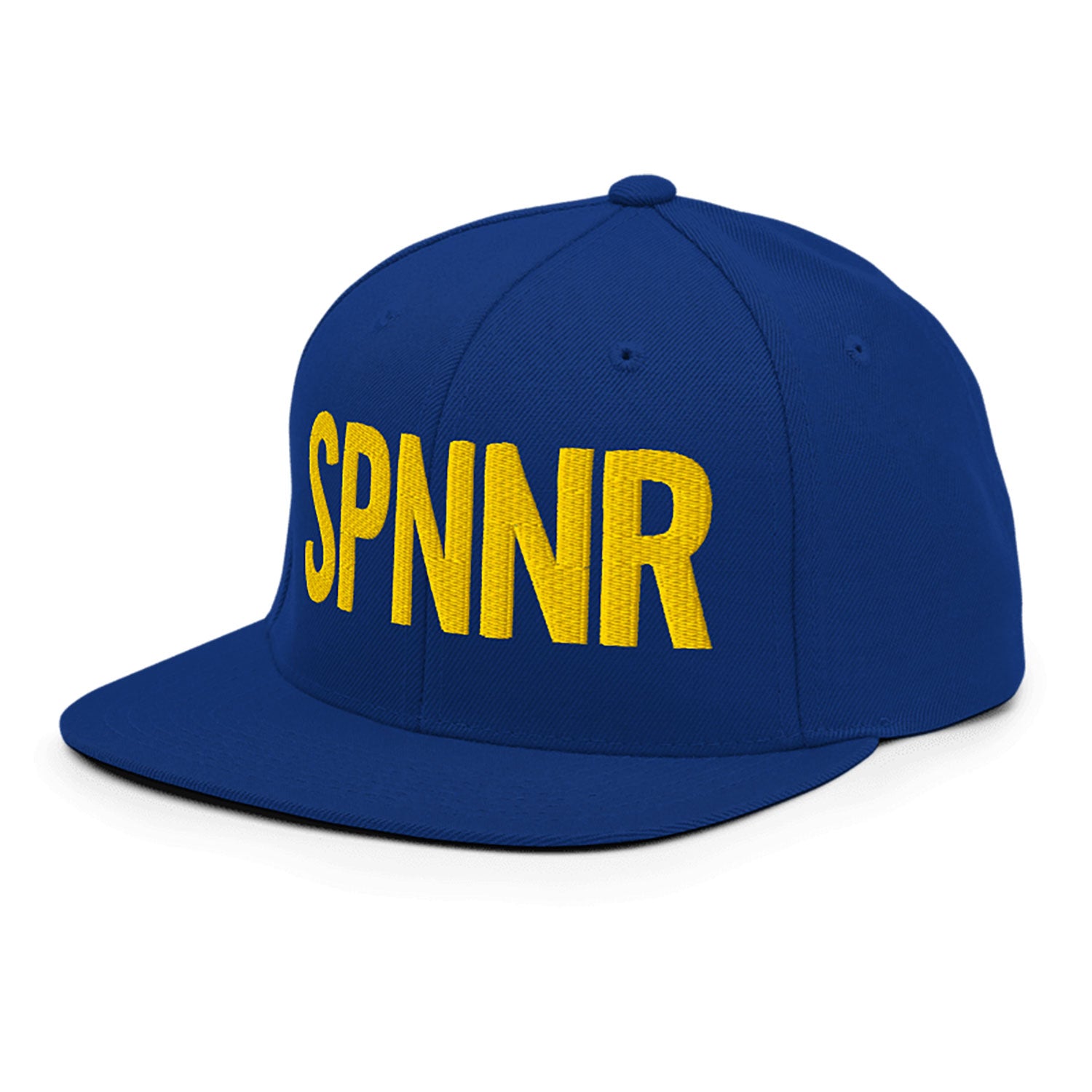 Spinner Snapback The Links Royal Yellow golf hat – left front angle