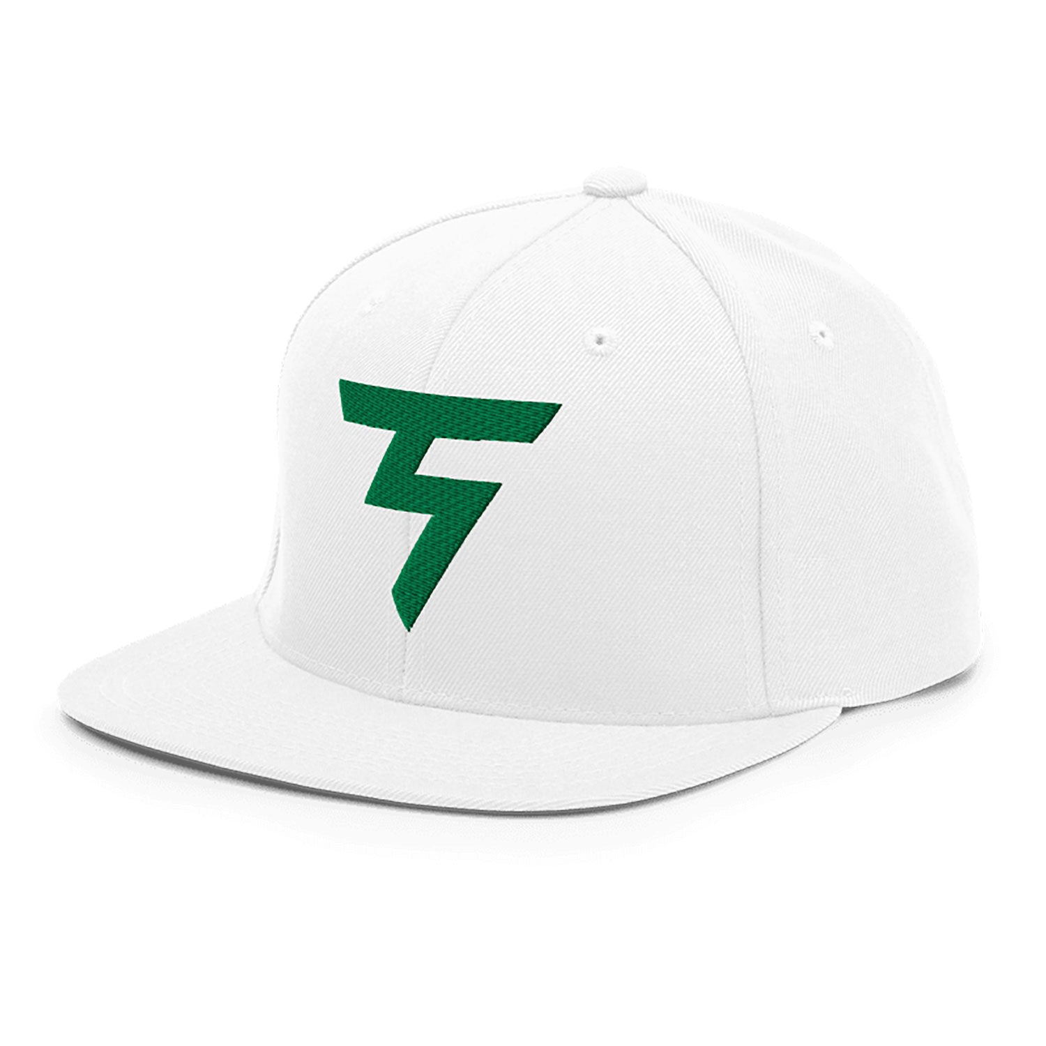 Spinner Snapback The Torrey White Kelly golf hat – left front angle