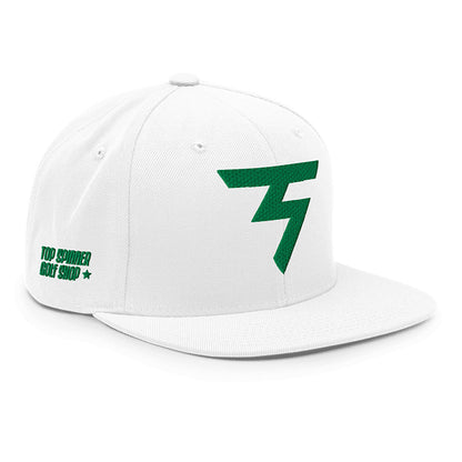 Spinner Snapback The Torrey White Kelly golf hat – right front angle