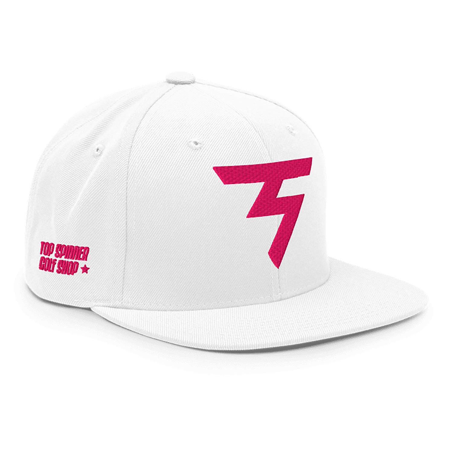 Spinner Snapback The Torrey White Pink golf hat – right front angle