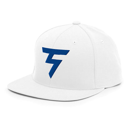 Spinner Snapback The Torrey White Royal golf hat – left front angle