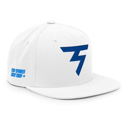 Spinner Snapback The Torrey White Royal golf hat – right front angle