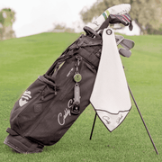 Golf Pocket Mag Towel - White + Golf Club Water Brush Pro Bundle