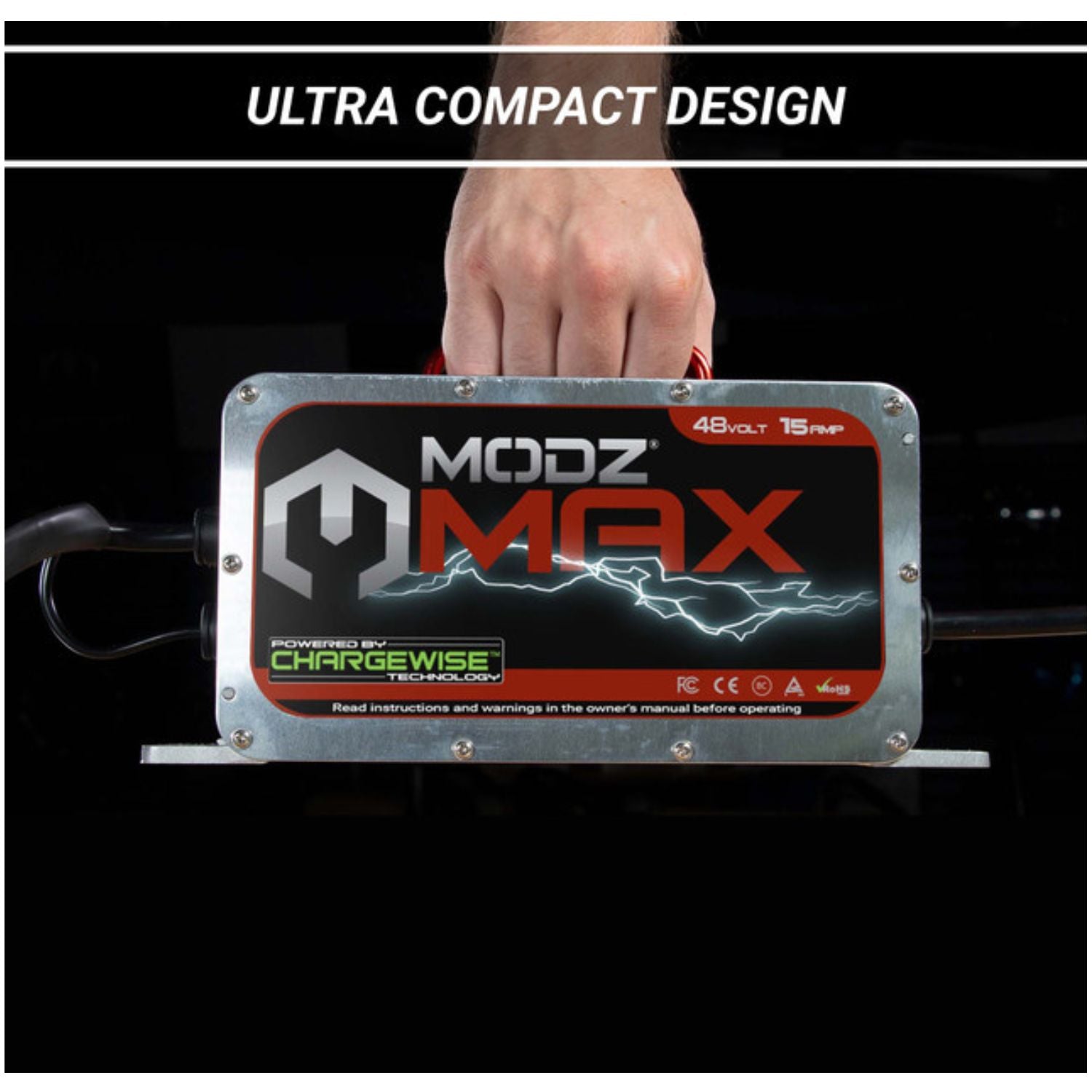 MODZ MAX48 15 Amp Charger for 48 Volt Golf Carts with Crowfoot Plug