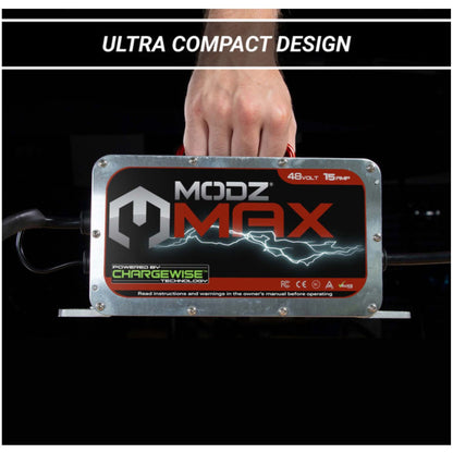 MODZ MAX48 15 Amp Charger for 48 Volt Golf Carts with Crowfoot Plug