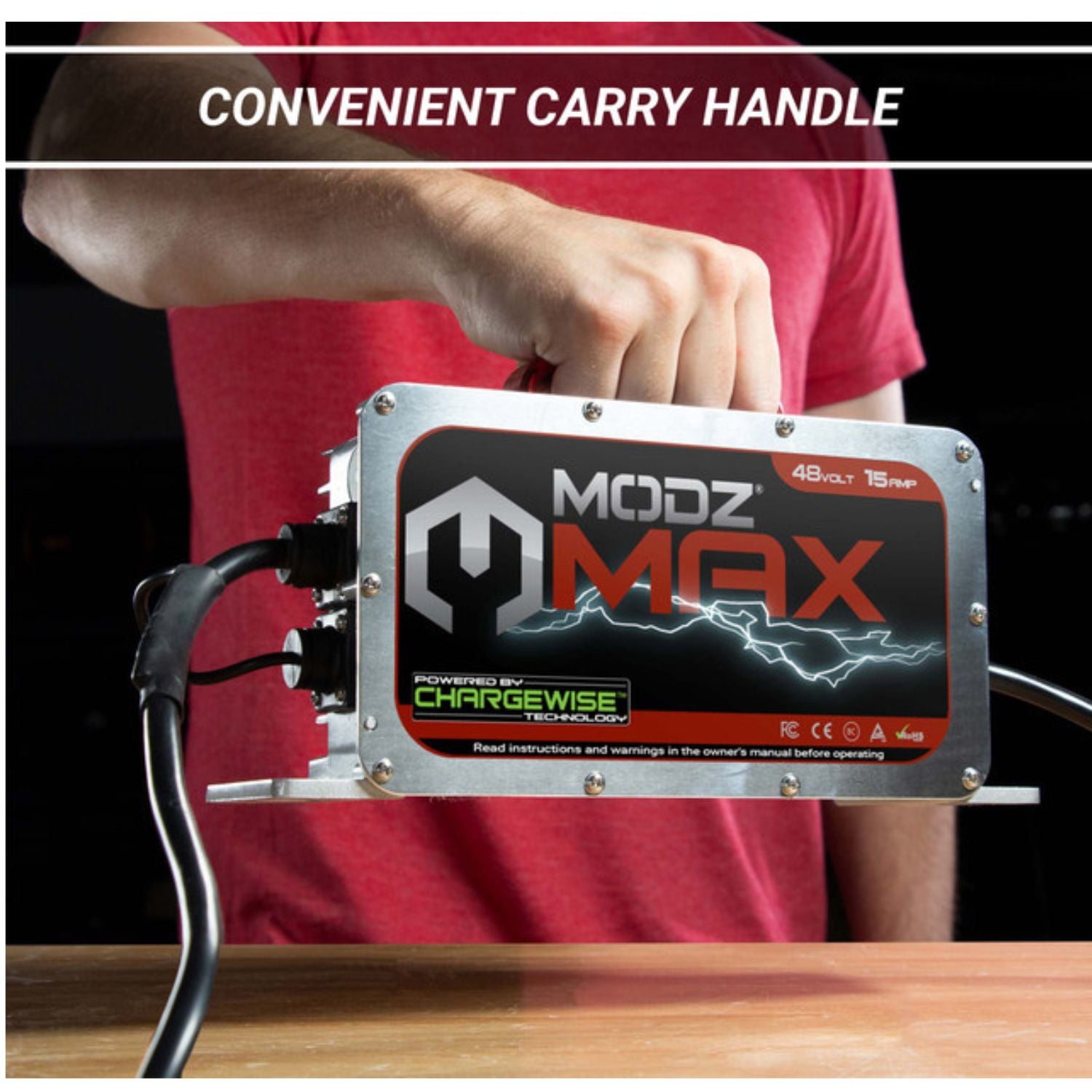 MODZ MAX48 15 Amp Charger for 48 Volt Golf Carts with Crowfoot Plug