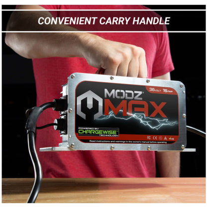 MODZ MAX36 15 Amp Charger for 36 Volt Golf Carts with Crowfoot Plug