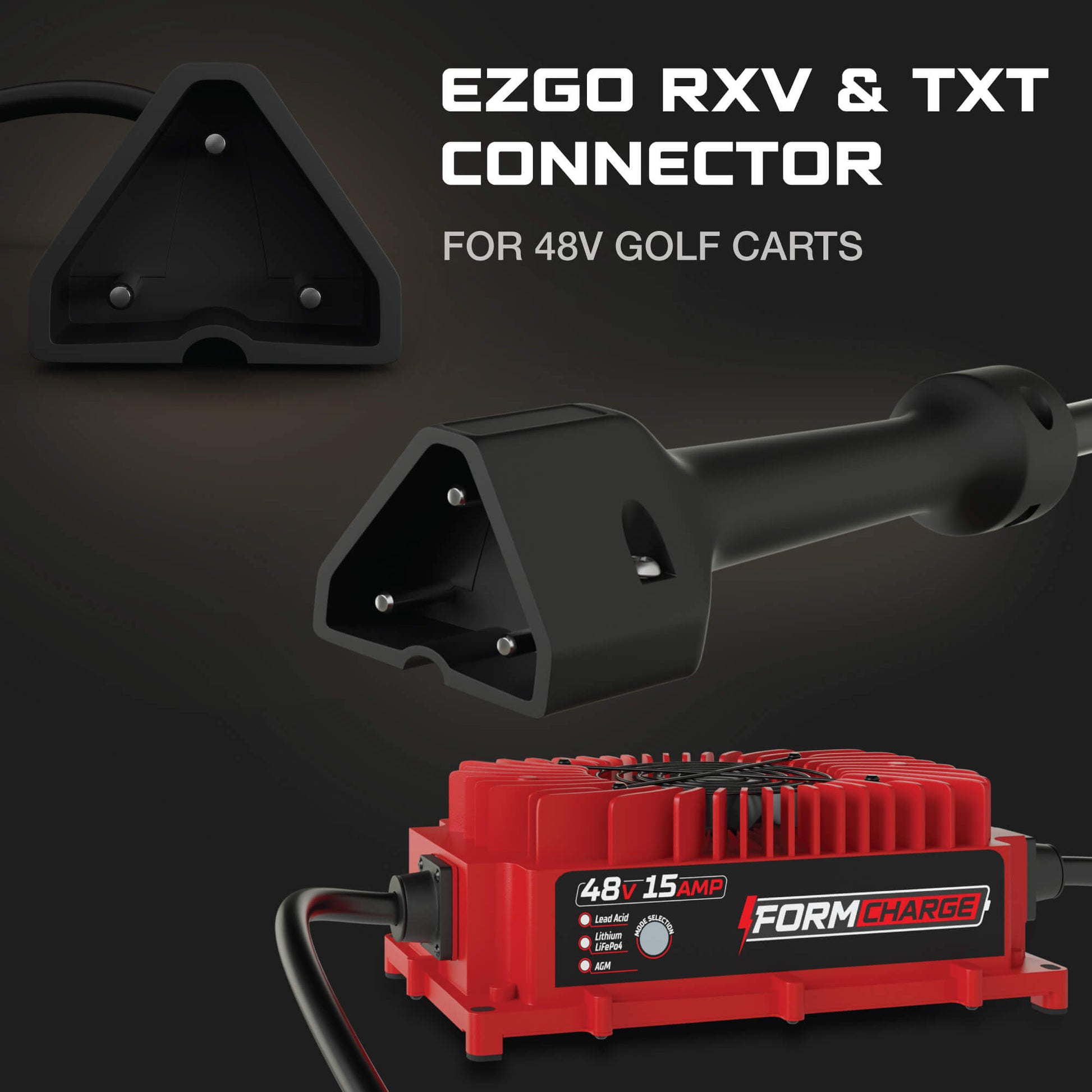 EZGO 48V Golf Cart Charger - RXV & TXT - 48V 15A Lithium, LiFePO4, Lead Acid, AGM