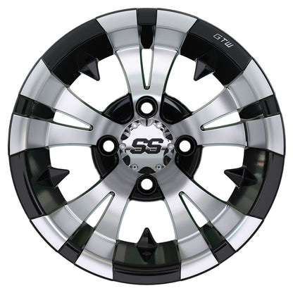 Vampire 12 inch GTW golf cart wheel - Black / Silver