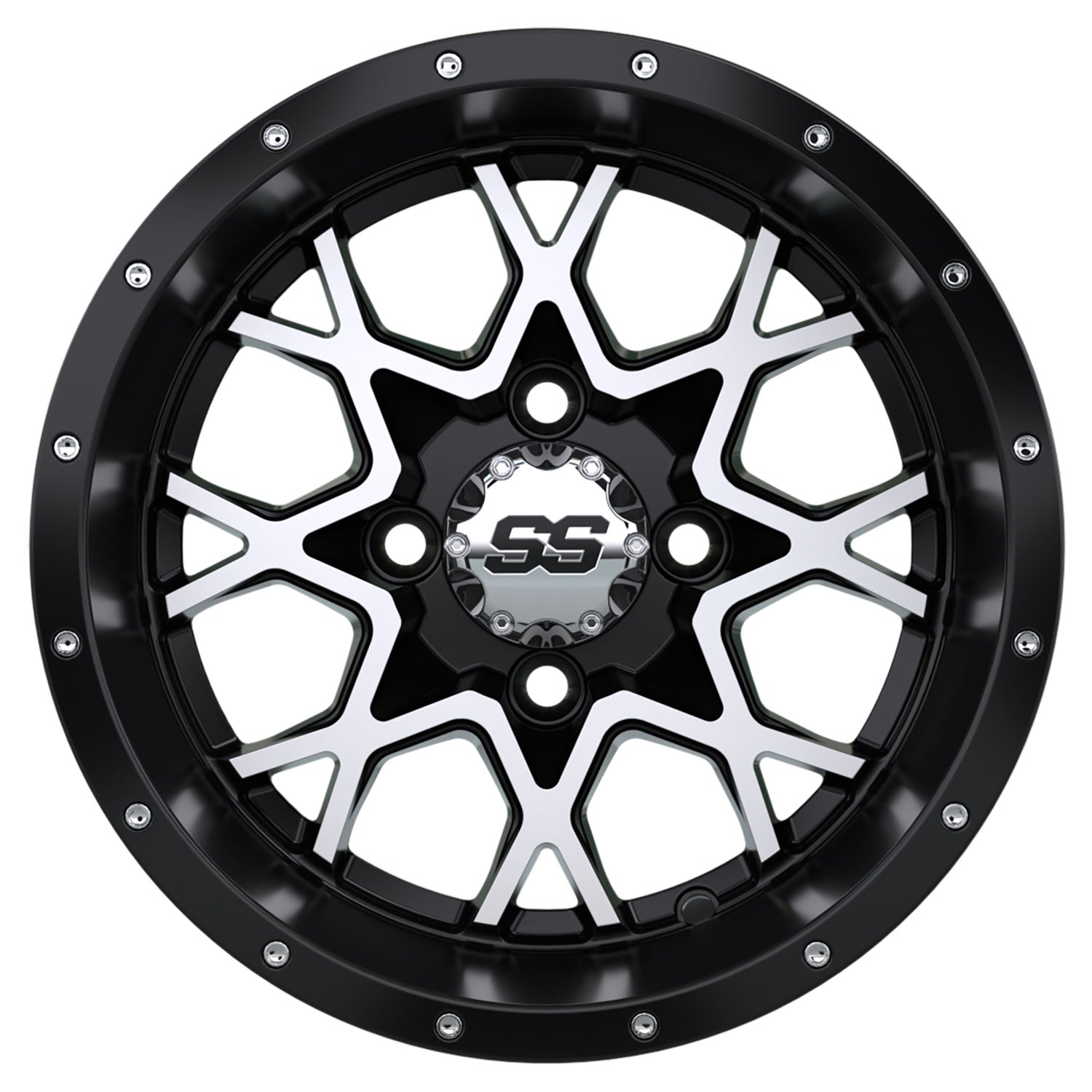 Vortex 12 inch GTW golf cart wheel - Matte Black / Silver