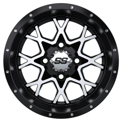 Vortex 12 inch GTW golf cart wheel - Matte Black / Silver