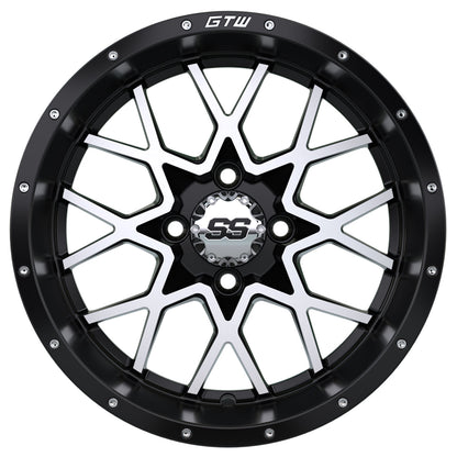 Vortex 14 inch GTW golf cart wheel - Black / Silver