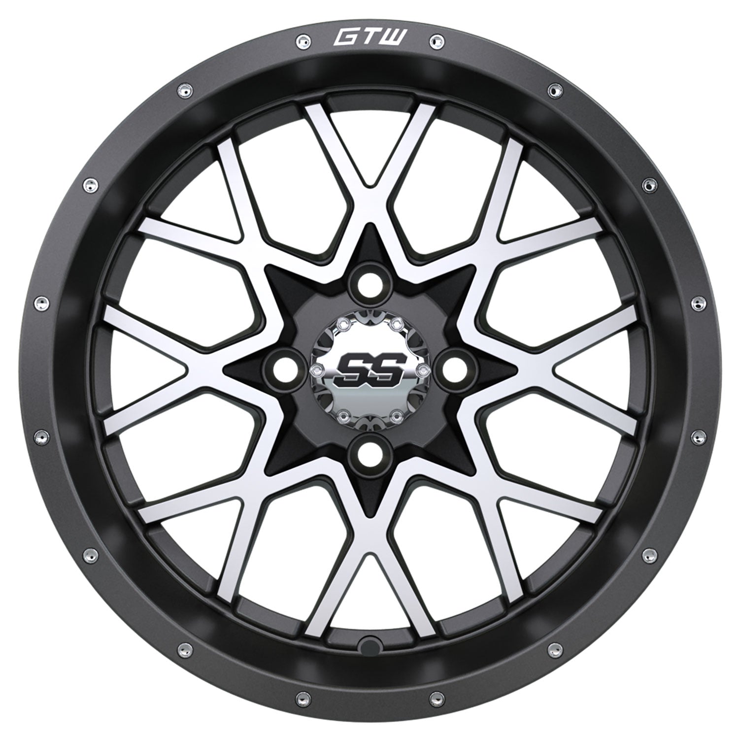 Vortex 14 inch GTW golf cart wheel - Matte Grey / Silver